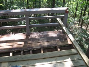 Pulling old planks...